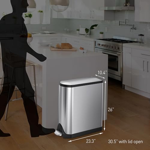 simplehuman Diaper Can with Odorsorb System (Odorsorb Pods and Odorsorb Liners), 18 Liter/ 4.8 Gallon, White Stainless Steel