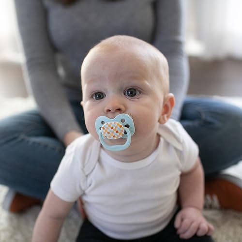 Dr. Brown's Advantage Glow-in-the-Dark Baby Pacifier, Fully Symmetrical Soother with Soft Silicone Bulb, Lavender Love-Coral Ocean, 0-6m, BPA Free, 4 Pack