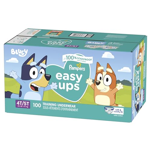 Pampers Training Pants - Easy Ups Boys & Girls Bluey - Size 4T-5T, 104 Count, Children's Potty Underwear (Packaging May Vary)