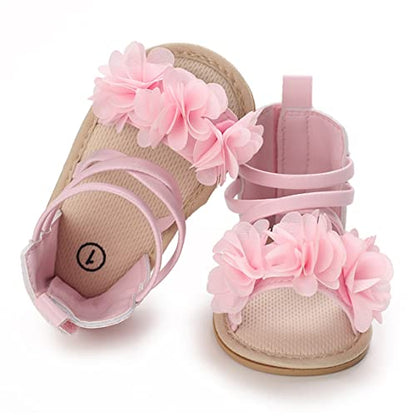 COSANKIM Baby Girl Sandals Rubber Sole Summer Outdoor Infant First Walker Crib Dress Shoes Baby Sandals