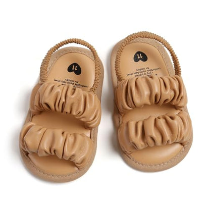 GDSDYM Infant Baby Girls Summer Sandals with Flower Bowknot Soft Sole Wedding Dress Flats Newborn First Walkers Crib Dress Shoes
