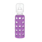 Lifefactory 9-Ounce BPA-Free Glass Baby Bottle with Protective Silicone Sleeve and Stage 2 Nipple, Papaya