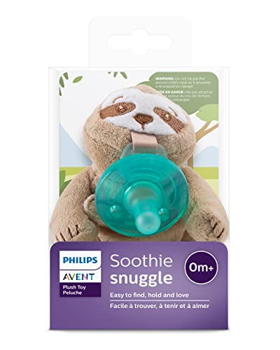 Philips AVENT Soothie Snuggle Pacifier Holder with Detachable Pacifier, 0m+, Giraffe, SCF347/01-1 Count (Pack of 1)