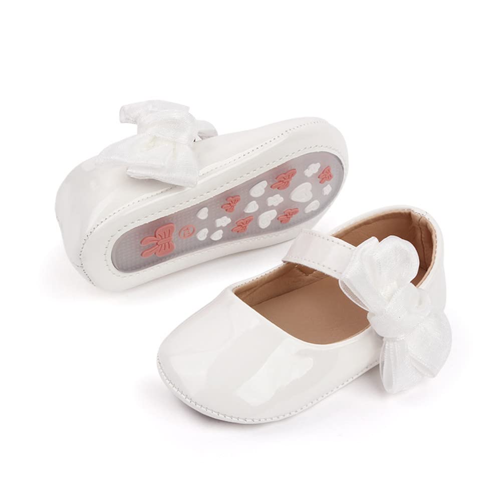 HsdsBebe Infant Baby Girls Mary Jane Flats Bow Non-Slip Soft Sole Princess Toddler First Walkers Sneaker Wedding Dress Shoes