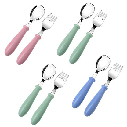 Toddler Utensils, Toddler Forks and Spoons,Stainless Steel Baby Utensils Baby Silverware Set with Storage Box for Safe Dining (3 Set with Case)