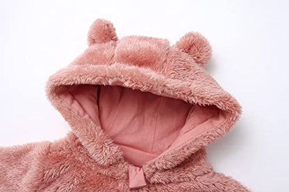 Newborn Baby Jumpsuit Hooded Fleece Rompers Long Sleeve Onesies Outwear Outfits