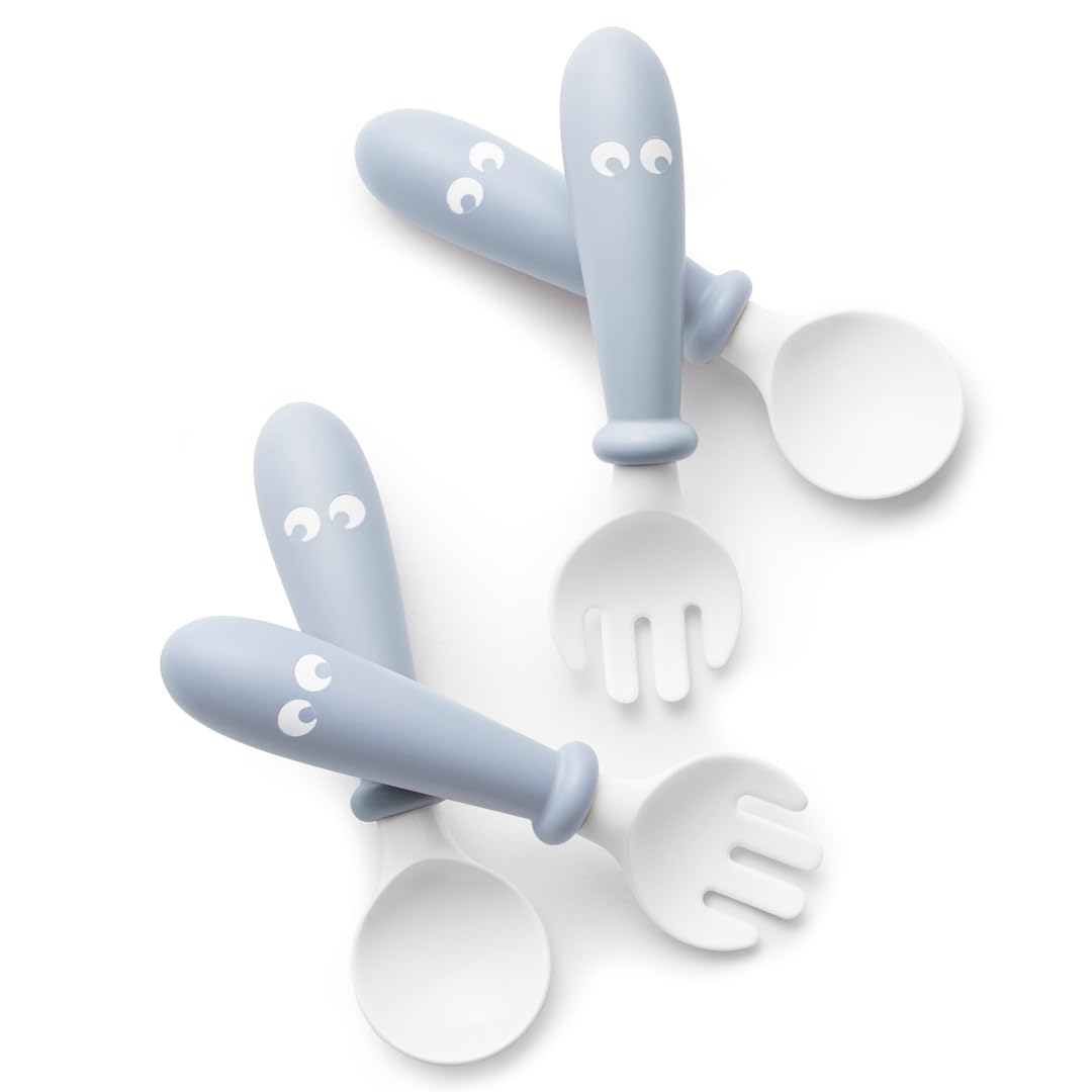 BabyBjörn Baby Spoon and Fork, 4 pcs, Powder Green
