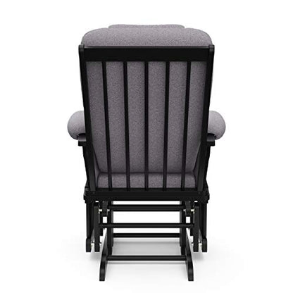 Storkcraft Tuscany Custom Glider and Ottoman with Free Lumbar Pillow (White/Slate Gray Swirl) - Cleanable Upholstered Comfort Rocking Nursery Chair with Ottoman