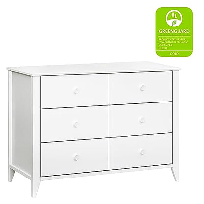 Babyletto Sprout 3-Drawer Changer Dresser with Removable Changing Tray in Washed Natural and White, Greenguard Gold Certified
