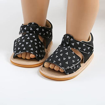 GAISUMMI Baby Girls Sandals Summer Bowknot Infant Crib Shoes Toddler Pu Leather Soft Rubber Sole First Walkers