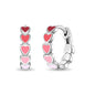 925 Sterling Silver Tiny Heart Enamel Huggie Hoop Earrings - Multicolored Heart Themed Hoops
