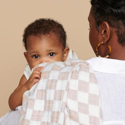 Itzy Ritzy Breastfeeding Boss Multi-Use Cover – A Nursing Cover, Swaddle, Car Seat Cover, Tummy Time Mat & Burp Cloth All in One – Made of Soft Muslin Fabric & Measures 47” x 47” (Taupe Stripe)
