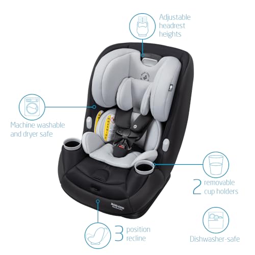 Maxi-Cosi Pria All-in-One Convertible Car Seat, Rear Facing Car Seat for Infants from 4-40 lbs, Forward Facing Car Seat up to 100 lbs in Booster Seat Mode, Rose Pink Sweater