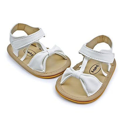 GAISUMMI Baby Girls Sandals Summer Bowknot Infant Crib Shoes Toddler Pu Leather Soft Rubber Sole First Walkers