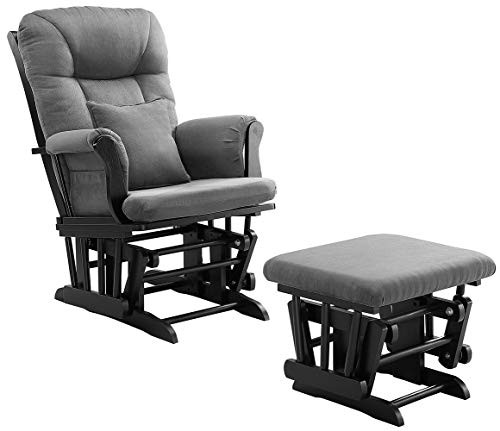 Angel Line Monterey Glider & Ottoman, Grey Finish - Grey Cushion