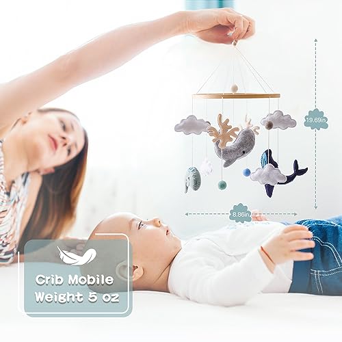 EERKEOD Baby Crib Mobile Bear Nursery Mobile for Boys Girls Teddy Velvet Mobile Nursery Decor for Infant Bedroom Hanging Baby Mobile for Bassinet Newborn Baby Gift（Brown Bear）
