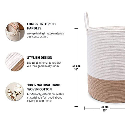 OrganiHaus Large Blanket Basket for Living Room 20x13, Rainbow Rope Basket for Classroom Organization, Toy Storage Basket, Woven Kids Laundry Basket, Baby Toy Box, Cute Storage Basket, Nursery Hamper