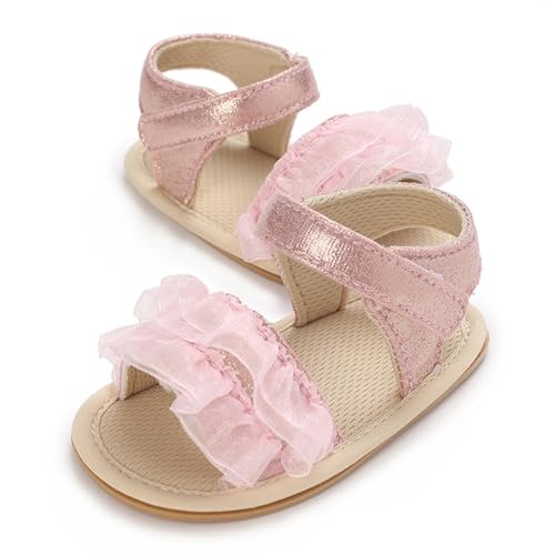 COSANKIM Baby Girl Sandals Rubber Sole Summer Outdoor Infant First Walker Crib Dress Shoes Baby Sandals