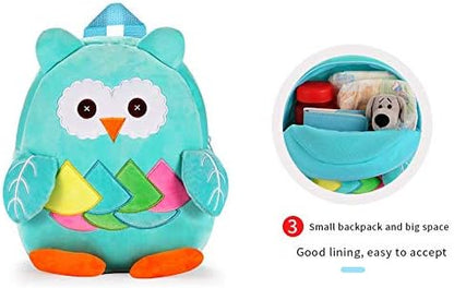 Cute Toddler Backpack Stuffed Cartoon Animal Mini Schoolbag For Boys And Girls (Blue owl)