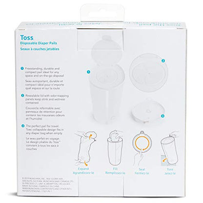 Munchkin® Toss™ Portable Disposable Diaper Pail, Holds up to 150 Newborn Diapers, 5 Pack, White