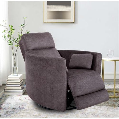 Pemberly Row Contemporary Fabric Swivel Glider Recliner in Ivory