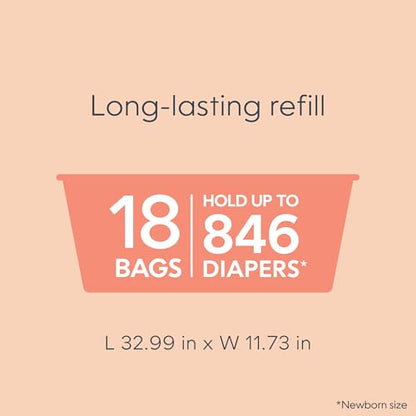 Diaper Genie Easy Roll Refill | 30 Bags Per Refill | Holds Up to 1410 Newborn Diapers | Odor Control | Diaper Pail Refill Bags | Fits Diaper Genie Signature & Platinum Pails