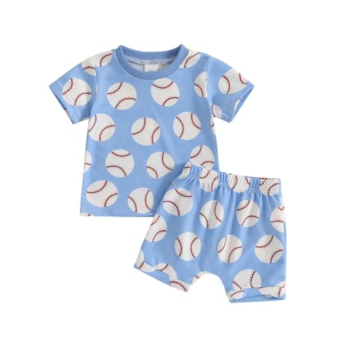 Toddler Baby Boy Baseball Outfit Short Sleeve T-shirt and Drawstring Shorts 2 Piece Baseball Clothing Sets