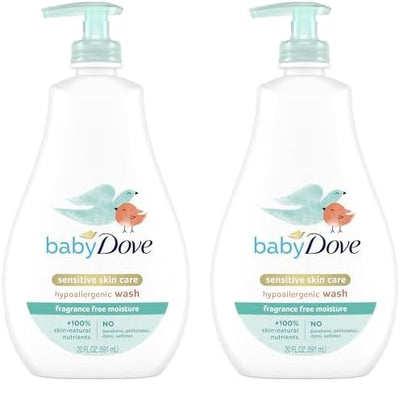 Baby Dove Sensitive Skin Care Baby Wash Calming Moisture For a Calming Bath Wash Hypoallergenic and Tear-Free, Washes Away Bacteria 13 oz