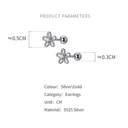 18G Daisy Flower Stud Cartilage Earrings for Women Girls 925 Sterling Silver CZ Tiny Cute Floral 3mm Ball Barbell Screw Back Studs Sleeper Tragus Post Hypoallergenic Piercing Body Jewelry Gifts