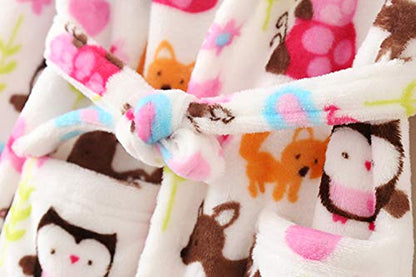 YOLIA Boys Girls Robes Kids Hooded Sleepwear Soft Fleece Bathrobes Cute Housecoat Gowns