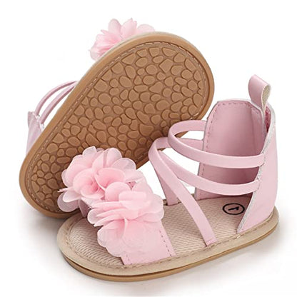 COSANKIM Baby Girl Sandals Rubber Sole Summer Outdoor Infant First Walker Crib Dress Shoes Baby Sandals