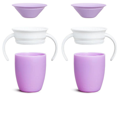 Munchkin Sippy Cup for 6 Month Old and Up, Spill Proof Miracle 360 Toddler Cups with Transition Handles, 7 Ounce, 2 Pack, Blue/Green