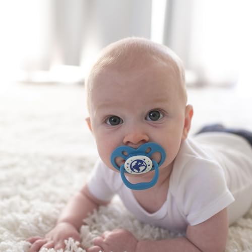 Dr. Brown's Advantage Glow-in-the-Dark Baby Pacifier, Fully Symmetrical Soother with Soft Silicone Bulb, Scooter Squirrel-Purple Nature, 6-18m, BPA Free, 4 Pack