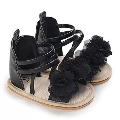 COSANKIM Baby Girl Sandals Rubber Sole Summer Outdoor Infant First Walker Crib Dress Shoes Baby Sandals
