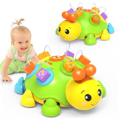 Baby Musical Ladybug Crawling Toys,Baby Toy 6-12 Months with Light-up Music, Early Educational Learning Montessori Toy, Infant Gift Toys for 7 8 9 10 11 Months 1-2 Years Old Newborn Girls (Pink)