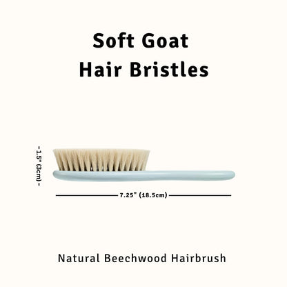 Baby Hair Brush with Soft Goat Bristles - Wooden Cradle Cap Brush for Newborns, Infants, Toddlers, and Kids - Gentle Scalp Grooming and Styling for Baby Girls and Boys (Sky)