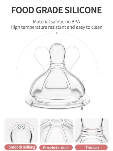 Glass Baby Bottles,Anti Colic Breastfeeding Bottle with Natural Response Nipple Size S,Wide Neck Slow Flow Baby Bottle for Baby,Newborn,Preemie 0-3 0-6 Month,BPA Free (Pink, 1 Pack, 5 Ounce)