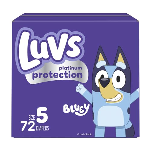 Luvs Size 1 Baby Diapers, Platinum Protection Bluey Diapers for Day & Night, Size 1, 294 Count (Packaging May Vary)