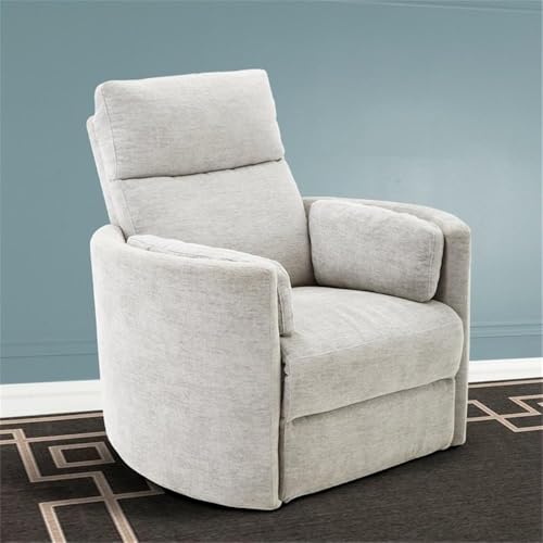 Pemberly Row Contemporary Fabric Swivel Glider Recliner in Ivory
