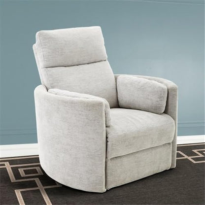 Pemberly Row Contemporary Fabric Swivel Glider Recliner in Ivory