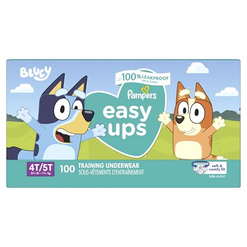 Pampers Training Pants - Easy Ups Boys & Girls Bluey - Size 4T-5T, 104 Count, Children's Potty Underwear (Packaging May Vary)