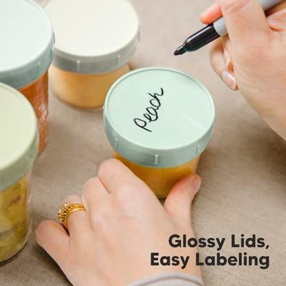 KeaBabies 4pk 8oz & 4pk 4oz Glass Baby Food Containers with Lids - Leak-Proof,Microwavable Small Glass Jars,Baby Purees & Toddler Snack Storage Containers,BPA-Free,Dishwasher & Freezer Safe(Musk Dusk)