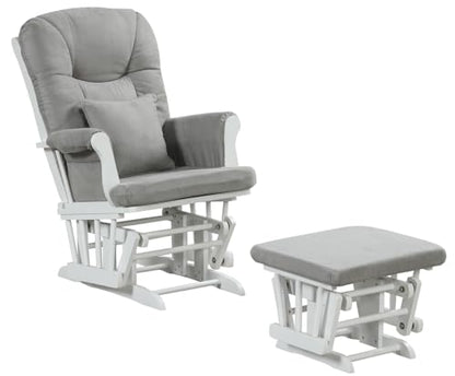 Angel Line Monterey Glider & Ottoman, Grey Finish - Grey Cushion