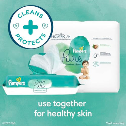 Pampers Baby Wipes Aqua Pure, 99% water-based wipes, Hypoallergenic and Unscented Infant Wipe, 896 Total (16 Flip-Top Packs)