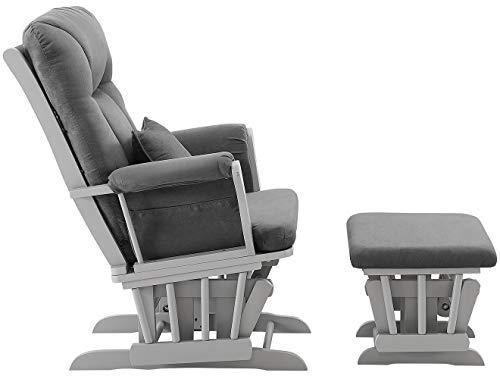 Angel Line Monterey Glider & Ottoman, Grey Finish - Grey Cushion