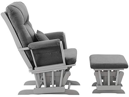 Angel Line Monterey Glider & Ottoman, Grey Finish - Grey Cushion