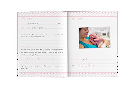 Pearhead Hello Baby First 5 Years Memory Book, Baby Girl Keepsake for New and Expectant Parents, Pregnancy And Milestone Journal, Pink