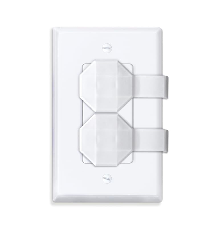Socket Sitter: Always Connected, Never Lost! No Choking Hazard! Child Safety Cover, Electrical Outlet Cover, Plug Protector, Socket Protector (Pack of 6, Covers 12 outlets) (Blissful Blue)