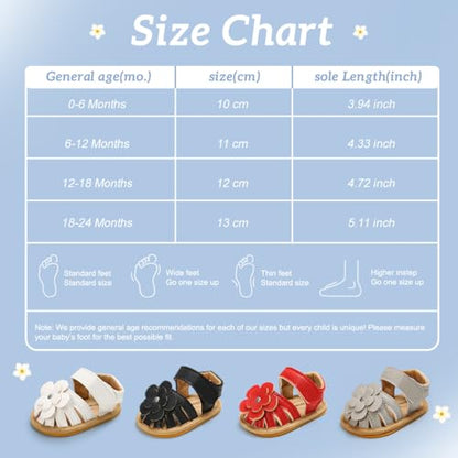 Kannior Infant Boys Girls Sandals Breathable Premium Baby Summer Outdoor Casual Beach Shoes Lightweight Toddler Flower Bowknot Anti Slip Rubber Sole Newborn Prewalker First Crib Shoes