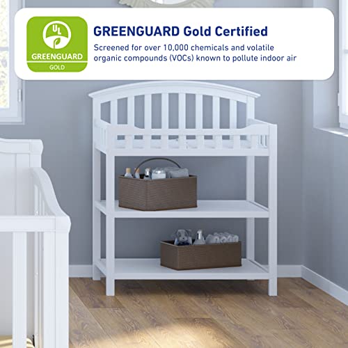 Graco Changing Table with Water-Resistant Changing Pad (White) – GREENGUARD Gold Certified, Multi Storage Nursery Changing Table for Infants and Babies